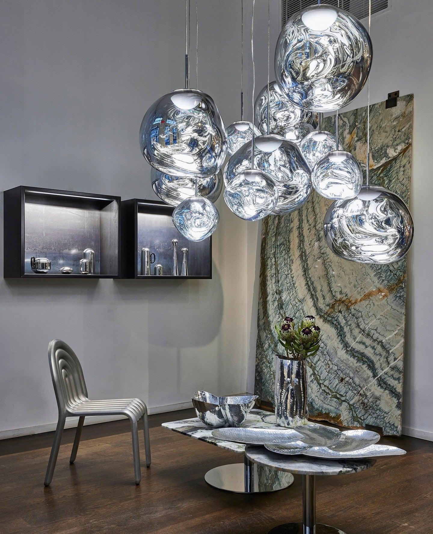Multi Lava Round Chandelier - 2 Lights ∅ 11.8″ (∅ 11″*1 + ∅ 15.1″*1)RedBlushlighting