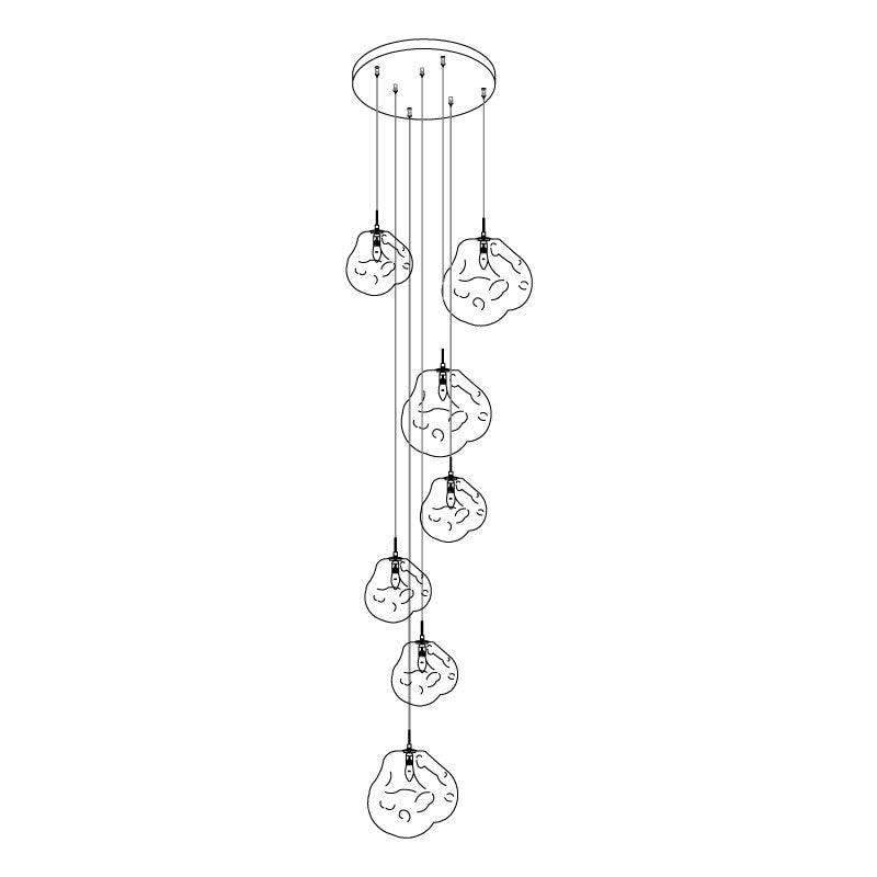 Multi Lava Round Chandelier - 2 Lights ∅ 11.8″ (∅ 11″*1 + ∅ 15.1″*1)RedBlushlighting