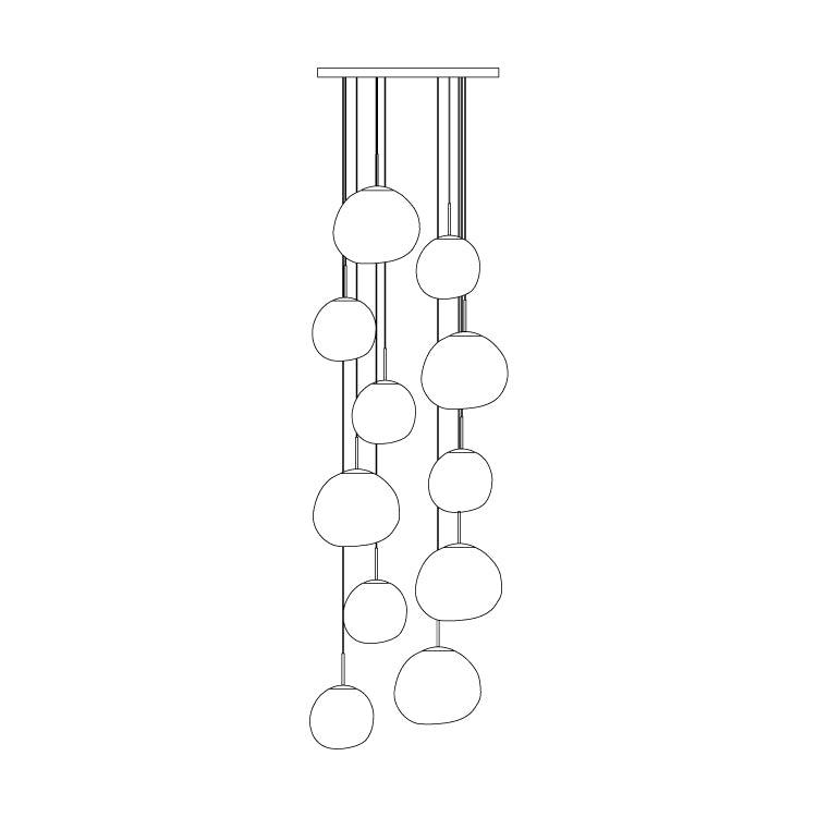 Multi Lava Round Chandelier - 2 Lights ∅ 11.8″ (∅ 11″*1 + ∅ 15.1″*1)RedBlushlighting