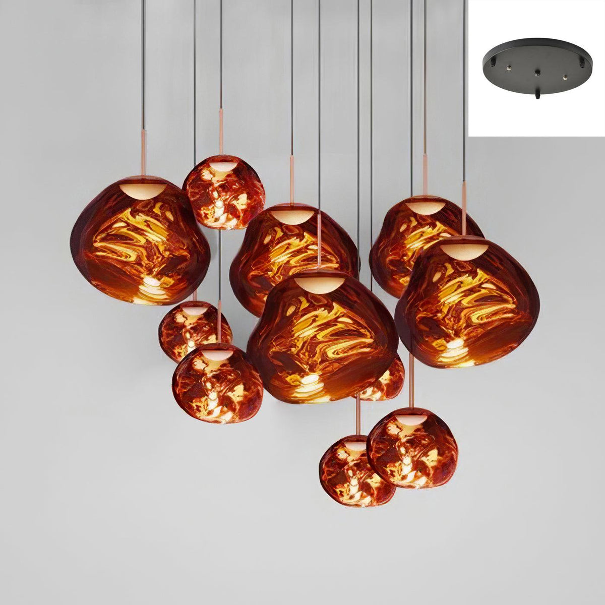 Multi Lava Round Chandelier - 2 Lights ∅ 11.8″ (∅ 11″*1 + ∅ 15.1″*1)RedBlushlighting