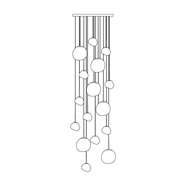 Multi Lava Round Chandelier - 16 Lights ∅ 39.4″ (∅ 7.1″*10 + ∅ 11″*6)RedBlushlighting