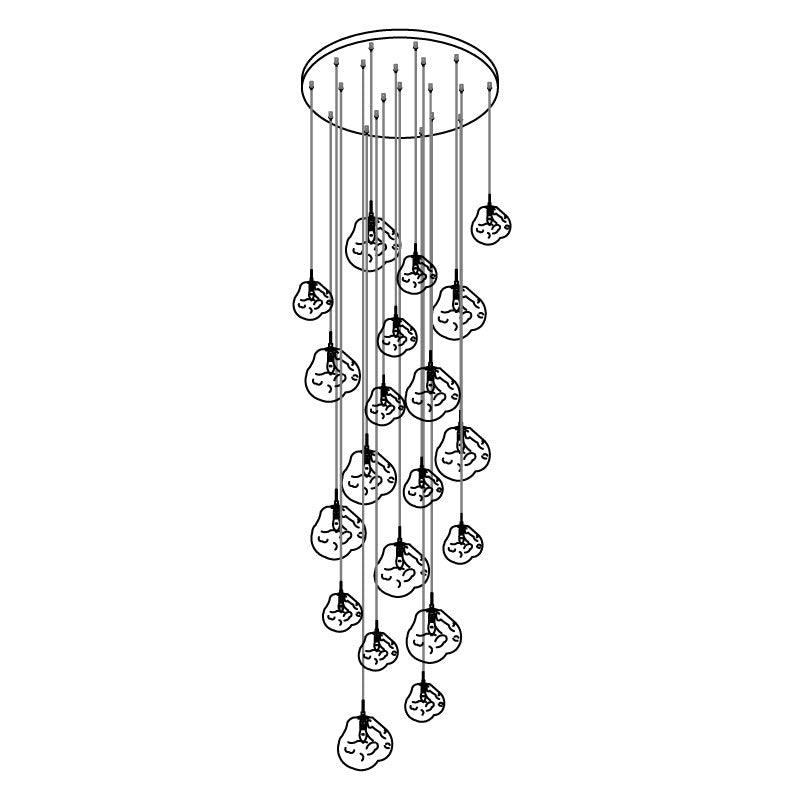 Multi Lava Round Chandelier - 2 Lights ∅ 11.8″ (∅ 11″*1 + ∅ 15.1″*1)RedBlushlighting