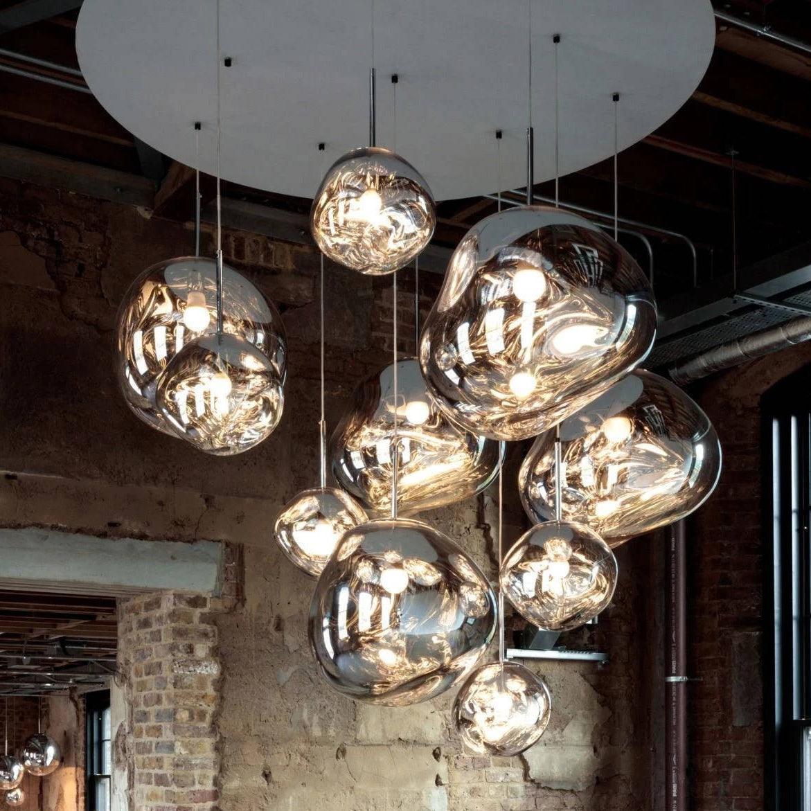 Multi Lava Round Chandelier - 2 Lights ∅ 11.8″ (∅ 11″*1 + ∅ 15.1″*1)RedBlushlighting
