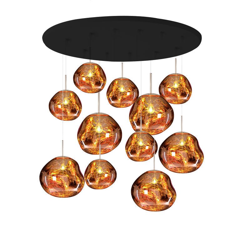 Multi Lava Round Chandelier - 11 Lights ∅ 31.5″ (∅ 11″*6 + ∅ 15.1″*5)GoldBlushlighting