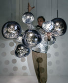 Multi Lava Round Chandelier - 2 Lights ∅ 11.8″ (∅ 11″*1 + ∅ 15.1″*1)RedBlushlighting