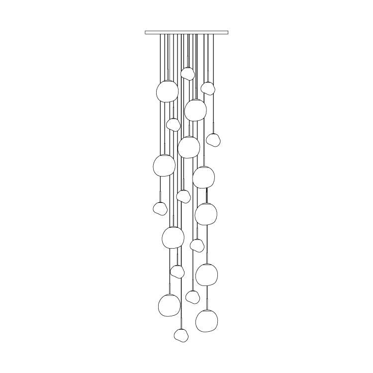 Multi Lava Round Chandelier - 20 Lights ∅ 39.4″ (∅ 7.1″*10 + ∅ 11″*10)RedBlushlighting