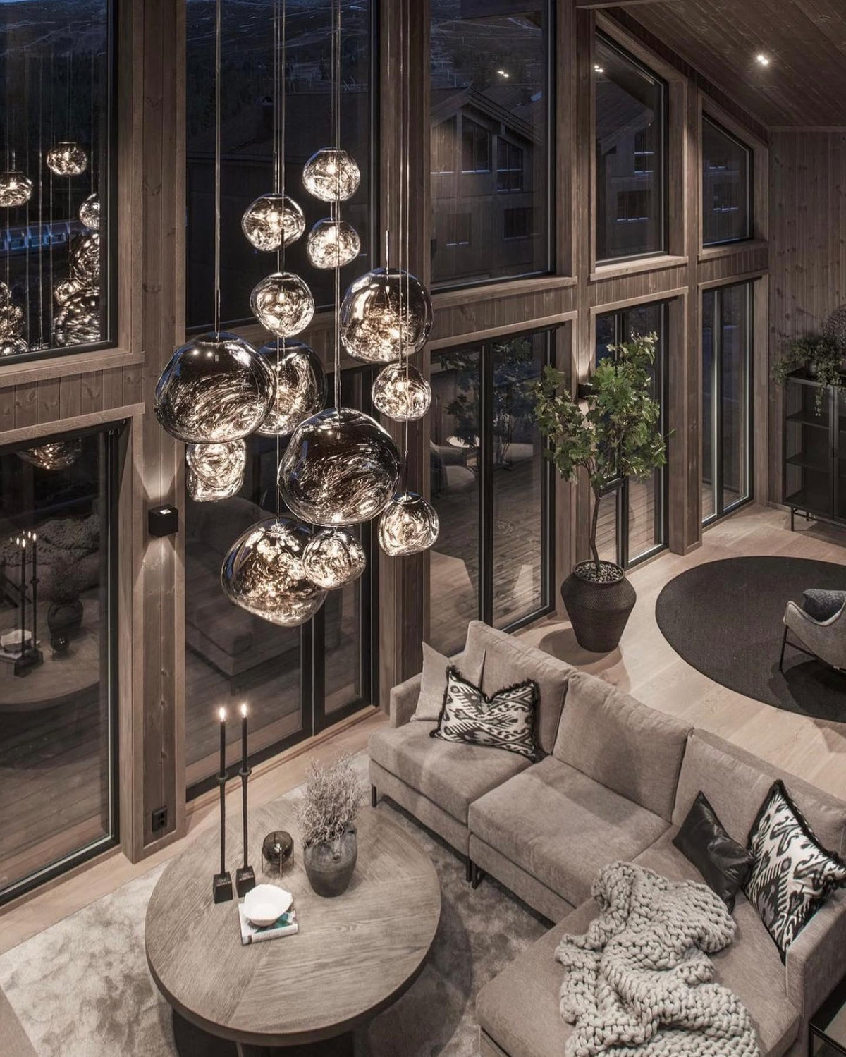 Multi Lava Round Chandelier - 2 Lights ∅ 11.8″ (∅ 11″*1 + ∅ 15.1″*1)RedBlushlighting