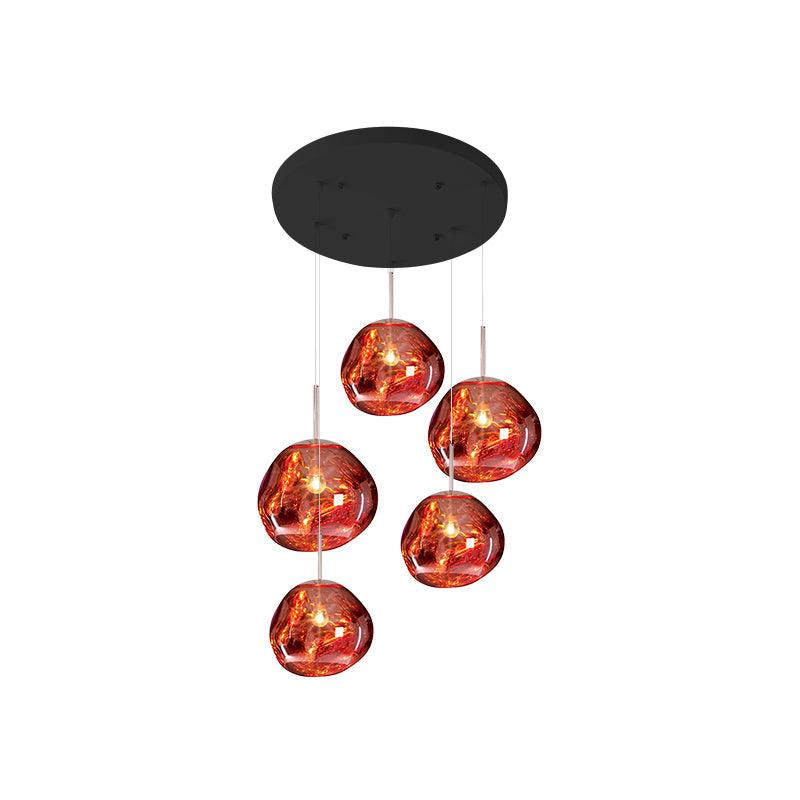 Multi Lava Round Chandelier - 5 Lights ∅ 19.7″ (∅ 11″*5)RedBlushlighting