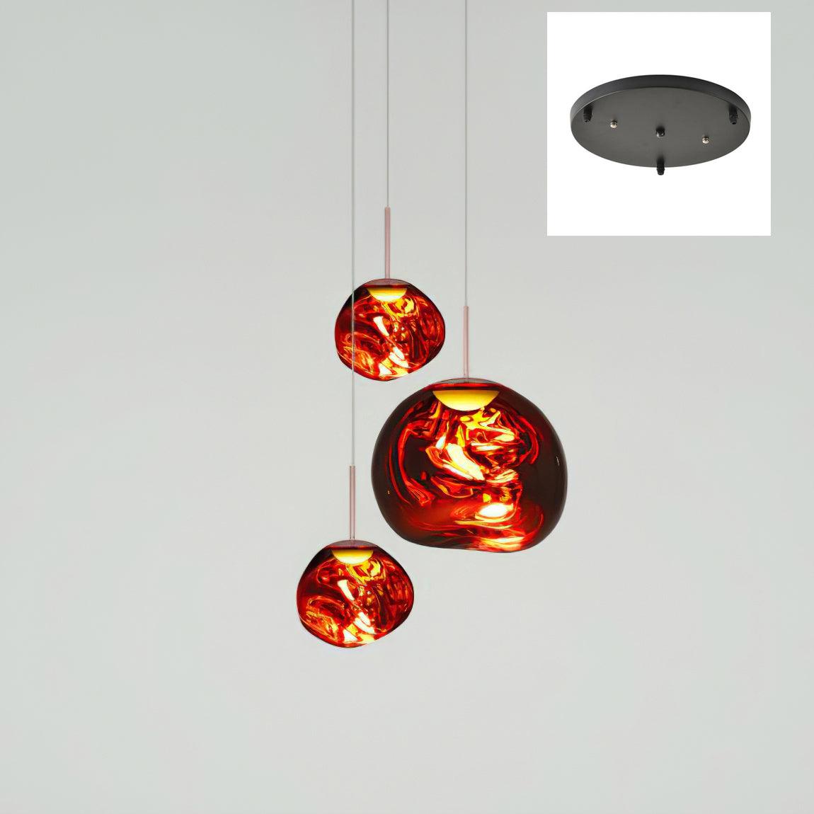 Multi Lava Round Chandelier - 2 Lights ∅ 11.8″ (∅ 11″*1 + ∅ 15.1″*1)RedBlushlighting