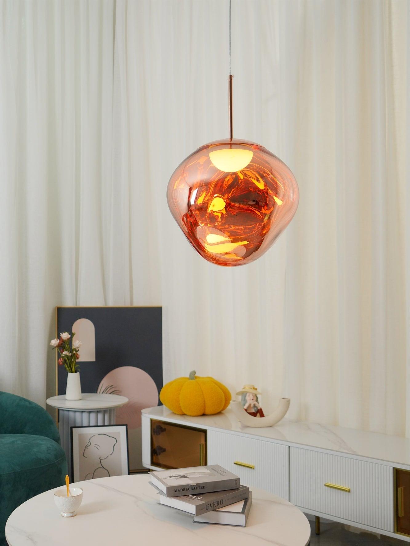 Multi Lava Round Chandelier - 2 Lights ∅ 11.8″ (∅ 11″*1 + ∅ 15.1″*1)RedBlushlighting