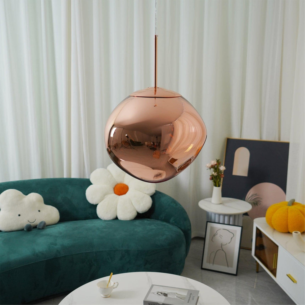 Multi Lava Round Chandelier - 2 Lights ∅ 11.8″ (∅ 11″*1 + ∅ 15.1″*1)RedBlushlighting
