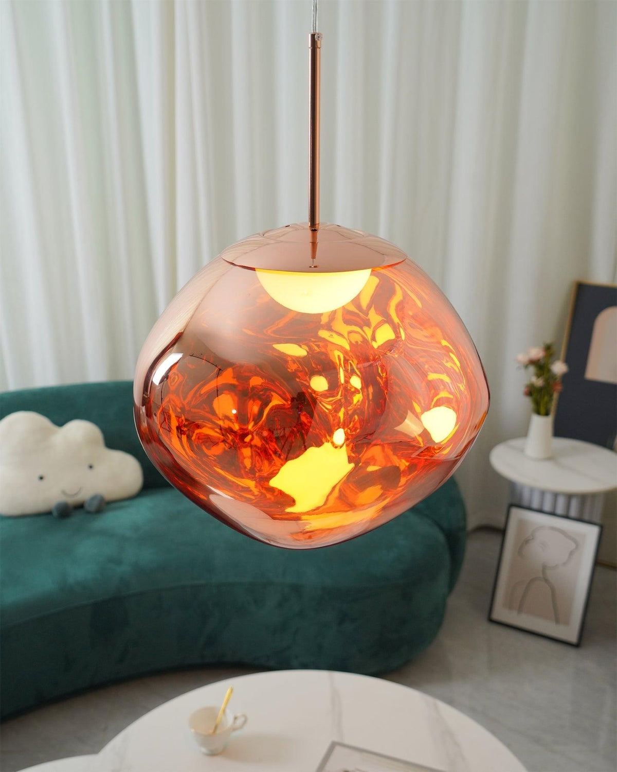 Multi Lava Round Chandelier - 2 Lights ∅ 11.8″ (∅ 11″*1 + ∅ 15.1″*1)RedBlushlighting