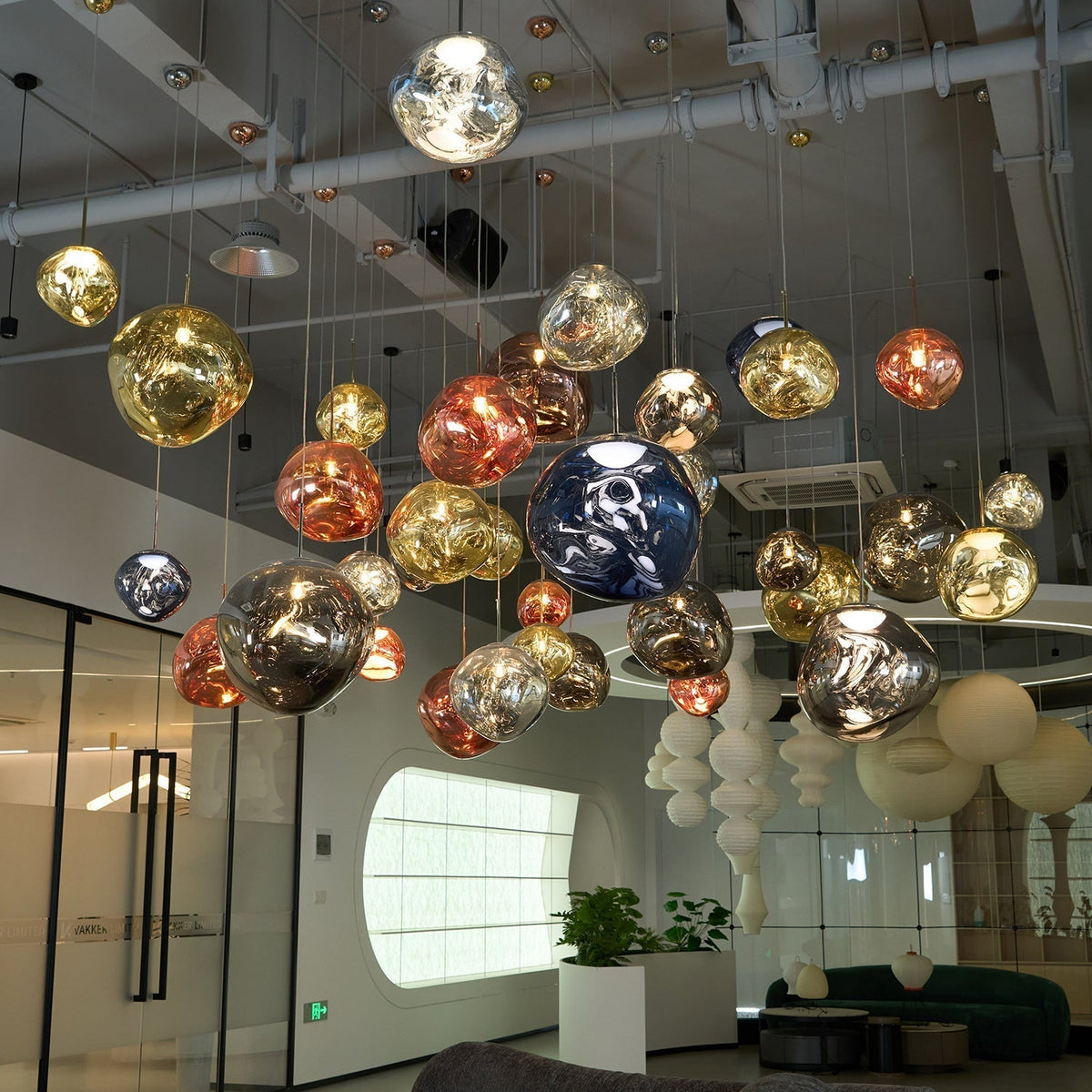 Multi Lava Round Chandelier - 2 Lights ∅ 11.8″ (∅ 11″*1 + ∅ 15.1″*1)RedBlushlighting