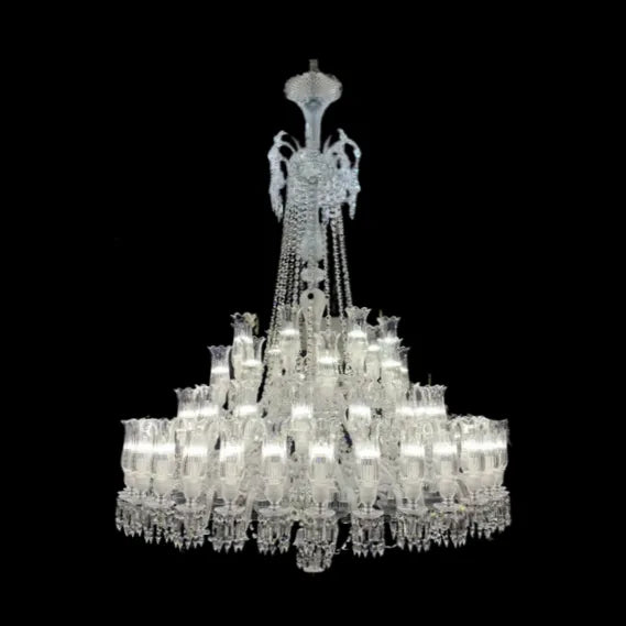Multi Layer Chrome Crystal Chandelier in French Style with Romantic Branch Flowers for Grand Hallway and Staircase-Chandeliers-Blushlighting