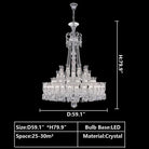 Multi Layer Chrome Crystal Chandelier in French Style with Romantic Branch Flowers for Grand Hallway and Staircase - D47.2"*H63.9"Warm LightBlushlighting