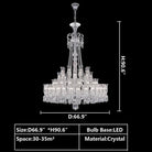 Multi Layer Chrome Crystal Chandelier in French Style with Romantic Branch Flowers for Grand Hallway and Staircase - D47.2"*H63.9"Warm LightBlushlighting