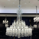 Multi Layer Chrome Crystal Chandelier in French Style with Romantic Branch Flowers for Grand Hallway and Staircase - D39.4"*H53.3"Warm LightBlushlighting
