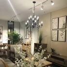 Multi Layer Iron Chandelier with Electronic Candles in Vintage Country Style for Living Room Cafe and Study - 1 Layer: D39.4"Warm LightBlushlighting