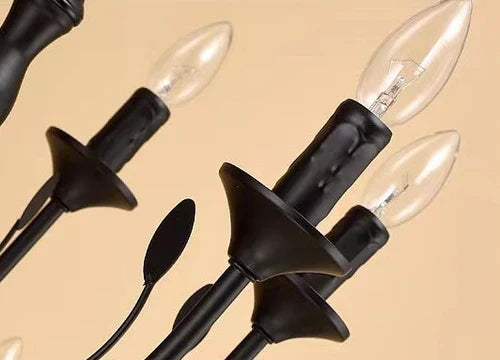 Multi Layer Iron Chandelier with Electronic Candles in Vintage Country Style for Living Room Cafe and Study-