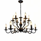 Multi Layer Iron Chandelier with Electronic Candles in Vintage Country Style for Living Room Cafe and Study - 1 Layer: D39.4"Warm LightBlushlighting