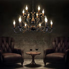 Multi Layer Iron Chandelier with Electronic Candles in Vintage Country Style for Living Room Cafe and Study - 1 Layer: D39.4"Warm LightBlushlighting