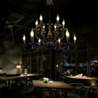 Multi Layer Iron Chandelier with Electronic Candles in Vintage Country Style for Living Room Cafe and Study - 1 Layer: D39.4"Warm LightBlushlighting