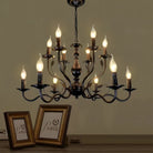 Multi Layer Iron Chandelier with Electronic Candles in Vintage Country Style for Living Room Cafe and Study - 1 Layer: D39.4"Warm LightBlushlighting