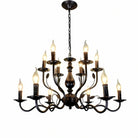 Multi Layer Iron Chandelier with Electronic Candles in Vintage Country Style for Living Room Cafe and Study-