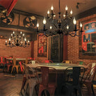 Multi Layer Iron Chandelier with Electronic Candles in Vintage Country Style for Living Room Cafe and Study-