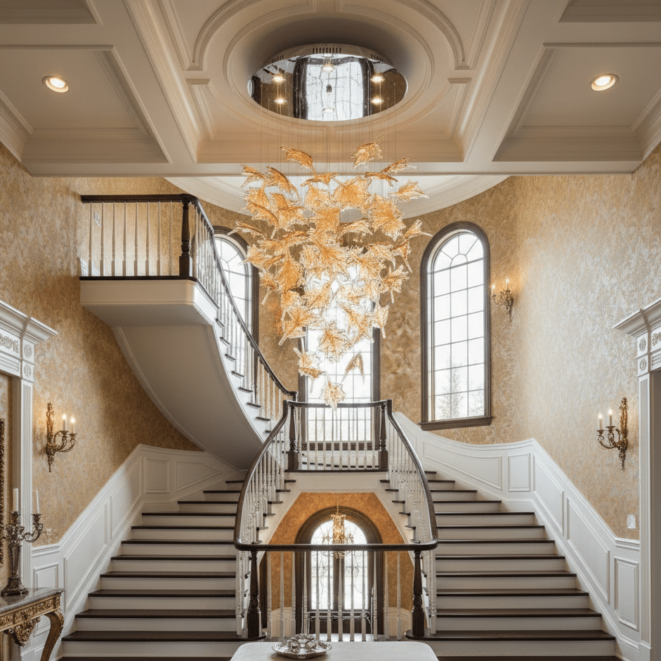 Multicolor Crystal Spiral Maple Leaf Chandelier - ∅ 31.5″ x H 59.1″ / Dia 80cm x H 150cmBlushlighting