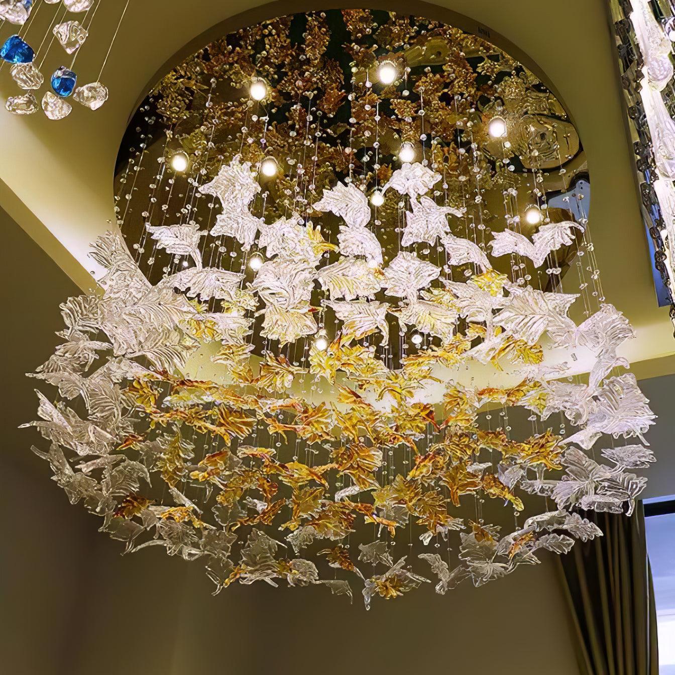 Multicolor Crystal Spiral Maple Leaf Chandelier - ∅ 31.5″ x H 59.1″ / Dia 80cm x H 150cmBlushlighting