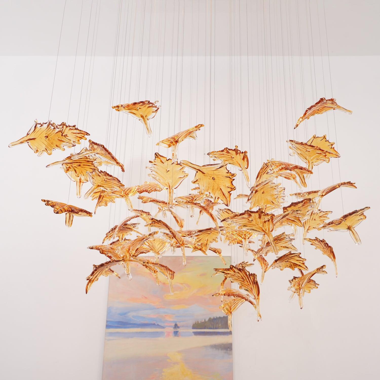 Multicolor Crystal Spiral Maple Leaf Chandelier - ∅ 31.5″ x H 59.1″ / Dia 80cm x H 150cmBlushlighting