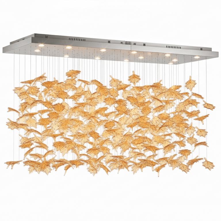 Multicolor Crystal Spiral Maple Leaf Chandelier - L 94.5″ x W 47.2″ x H 59.1″ / L 240cm x W 120cm x H 150cmBlushlighting