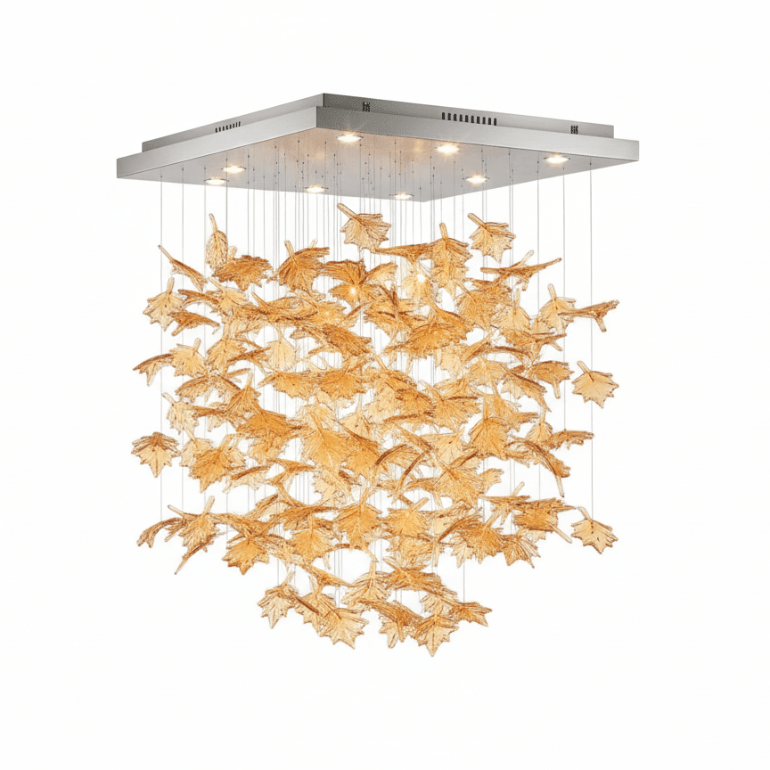 Multicolor Crystal Spiral Maple Leaf Chandelier - L 35.4″ x W 35.4″ x H 59.1″ / L 90cm x W 90cm x H 150cmBlushlighting
