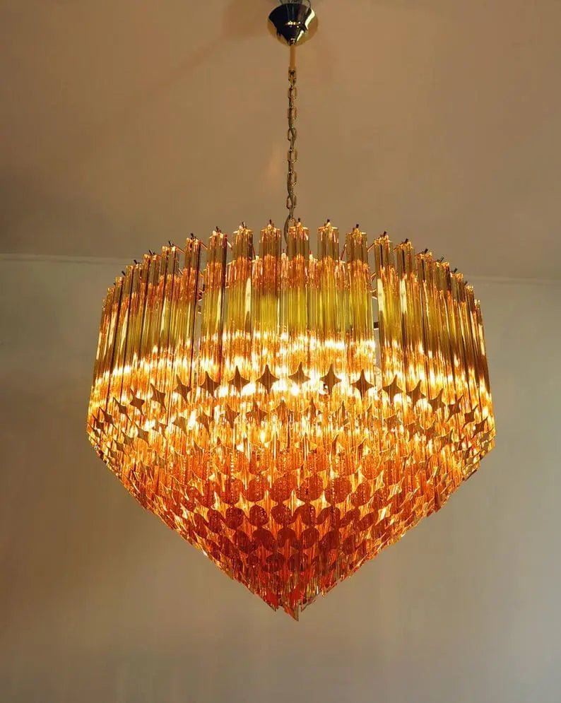 Murana Glass Chandelier – Amber - NickelBlushlighting