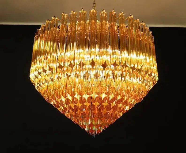 Murana Glass Chandelier – Amber - NickelBlushlighting