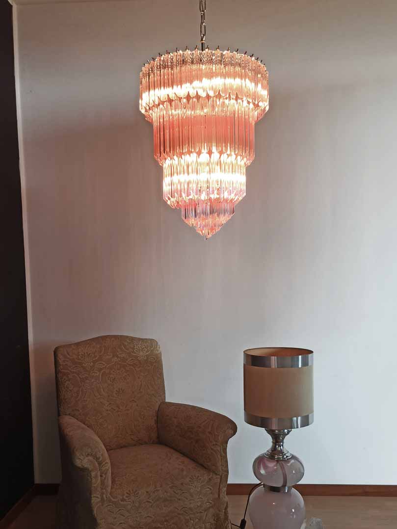 Murano Chandelier – 112 prisms – Pink - Blushlighting