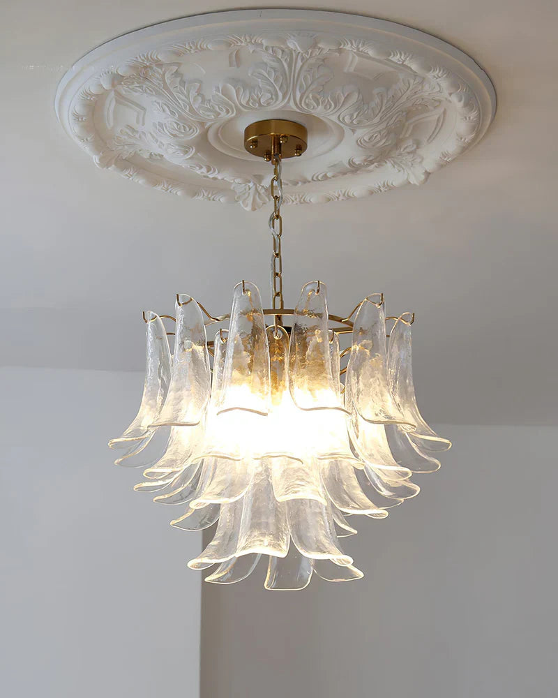Murano Chandelier-4 Layer ∅ 23.6″ x H 19.6″ / Dia 60cm x H 50cm-White-Polished Nickel