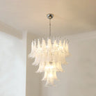 Murano Chandelier-5 Layer D 76cm x H 78cm / ∅ 30″ x H 30.7″-White-Polished Nickel