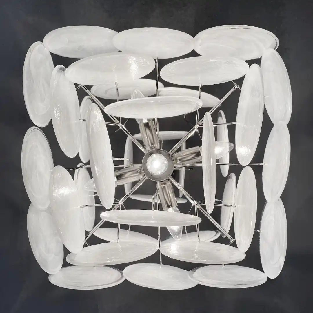 Murano Chandelier 36 White Disks - Blushlighting