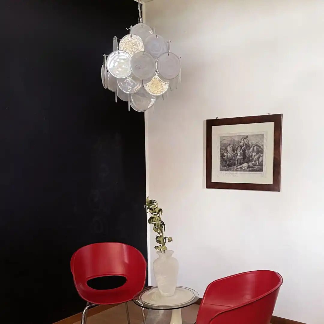 Murano Chandelier 36 White Disks - Blushlighting