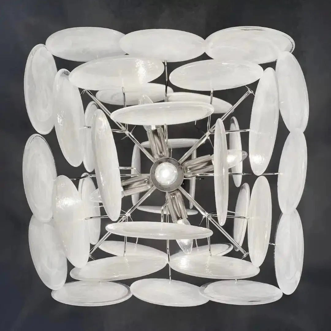 Murano Chandelier 36 White Disks - Dia 19.7″(50cm) x H 19.7″(50cm)WhiteBlushlighting