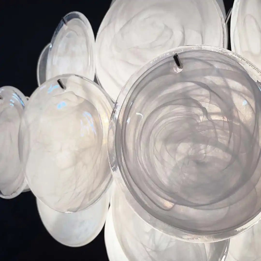 Murano Chandelier 36 White Disks - Blushlighting