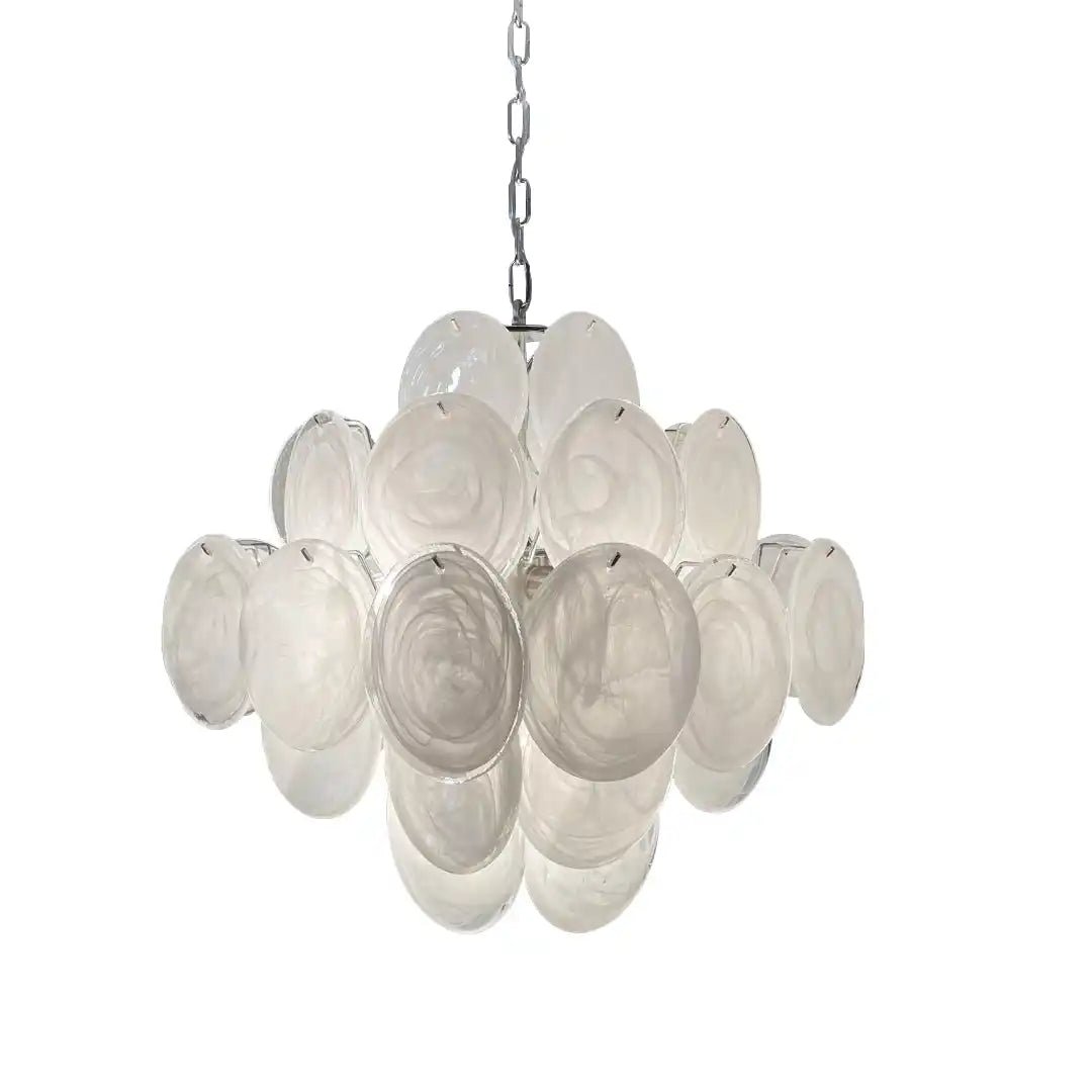 Murano Chandelier 36 White Disks - Blushlighting