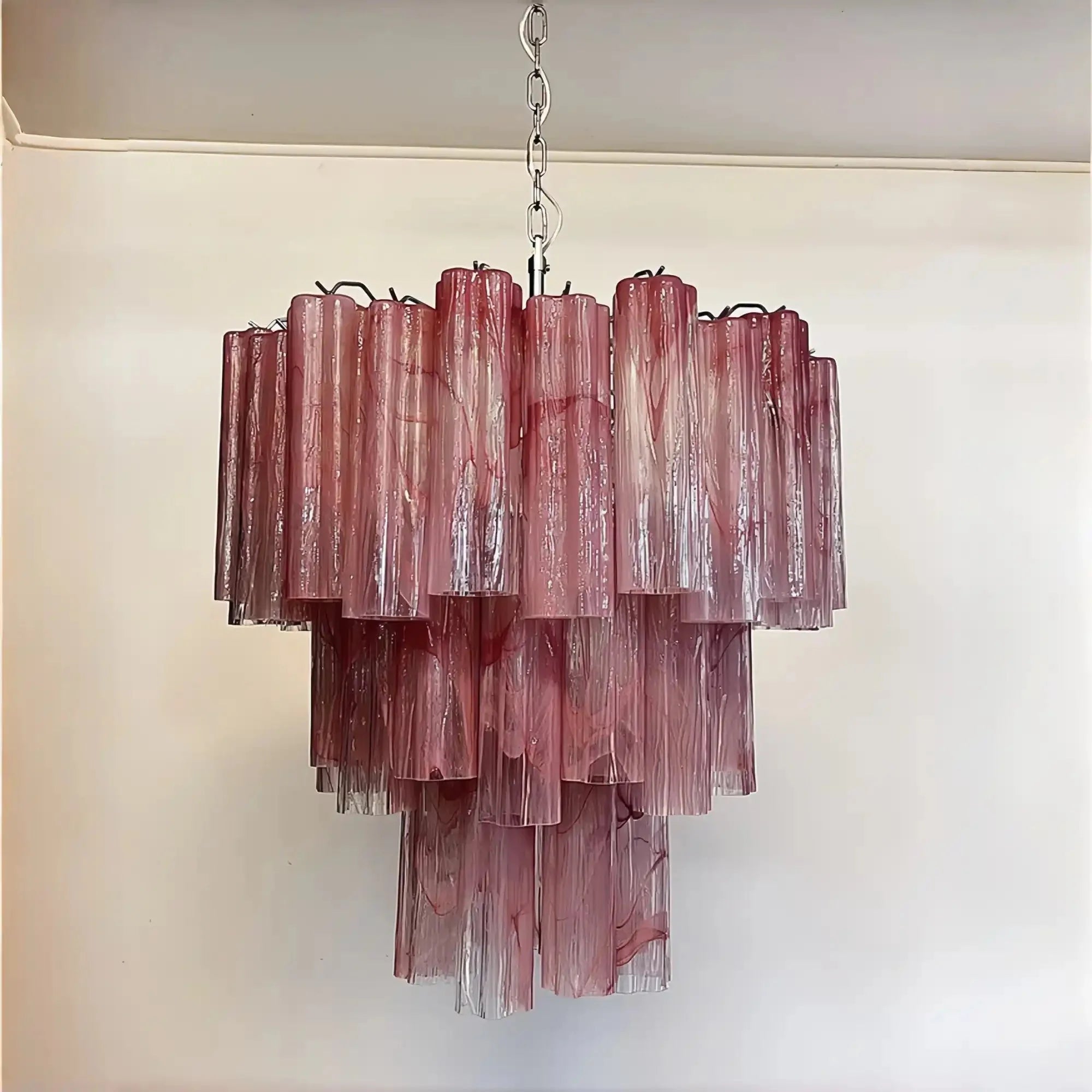 Murano Chandelier – 48 tubes – Alabaster Pink - Blushlighting