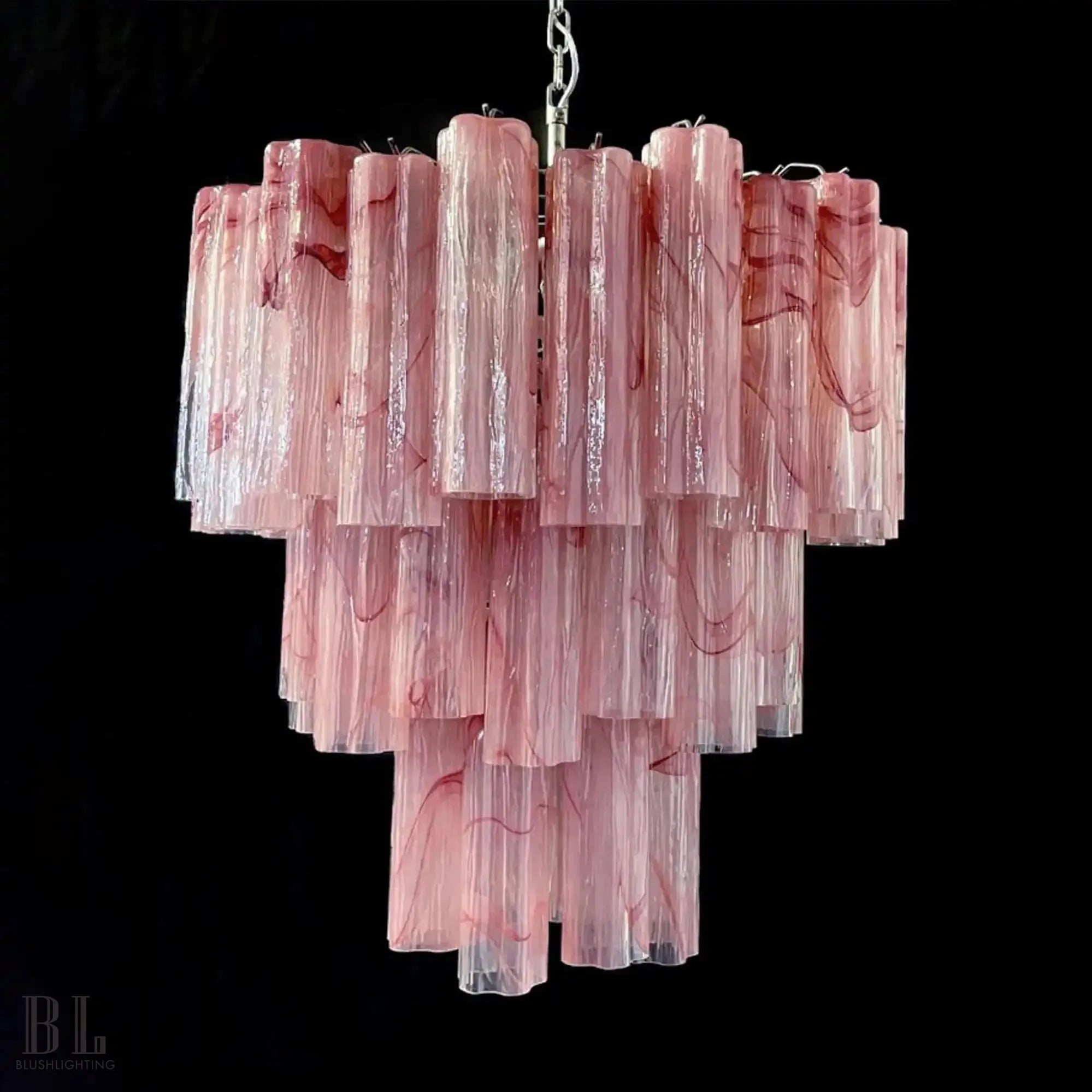 Murano Chandelier – 48 tubes – Alabaster Pink - Blushlighting