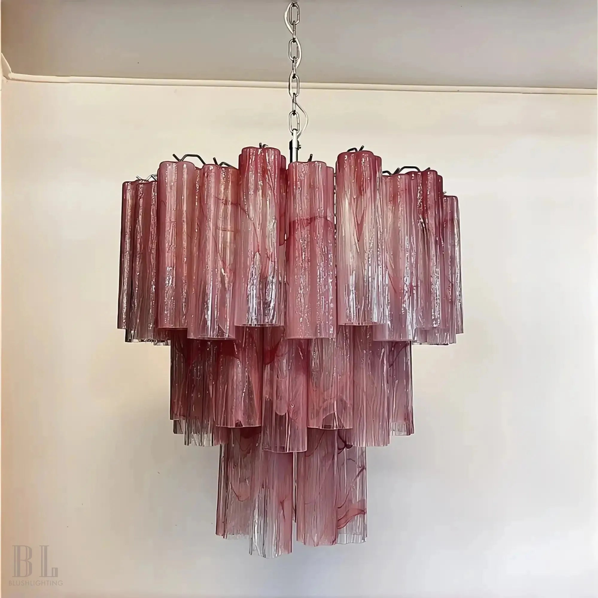 Murano Chandelier – 48 tubes – Alabaster Pink - Blushlighting