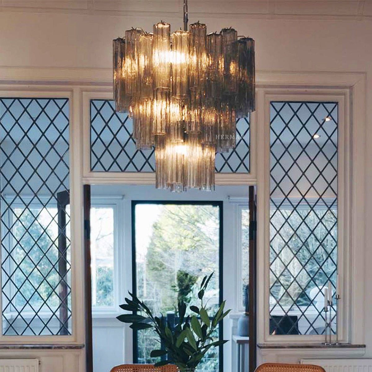 Murano Chandelier – 48 tubes – Smoked - Blushlighting