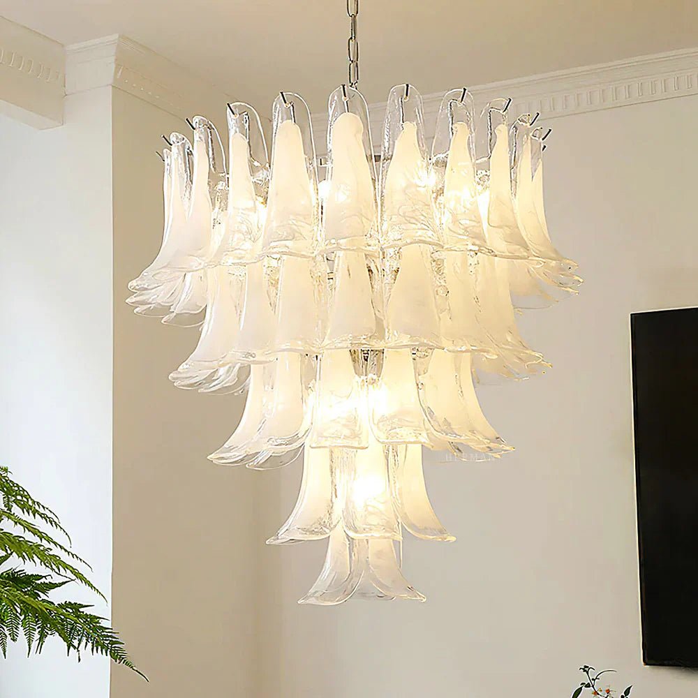 Murano Chandelier - 5 Layer D 76cm x H 78cm / ∅ 30″ x H 30.7″WhitePolished NickelBlushlighting