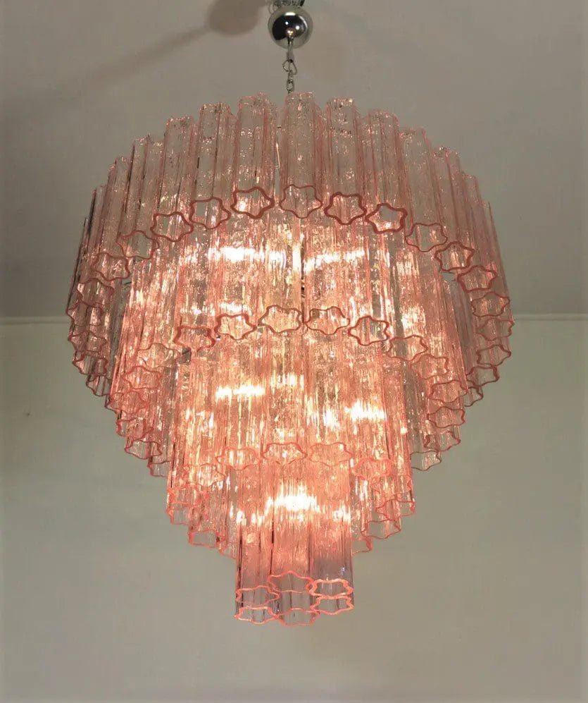 Murano Chandelier – 78 tubes – Pink - NickelBlushlighting